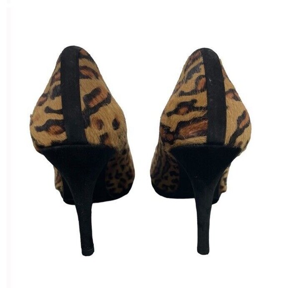 STUART WEITZMAN V Vamp Fur Leopard Platform Heels Vintage Wild Sexy 80s 1980 9.5 - Picture 5 of 12